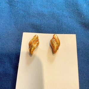 Vintage orange, cream, gold & silver colored earrings, 80s glam costume jewelry